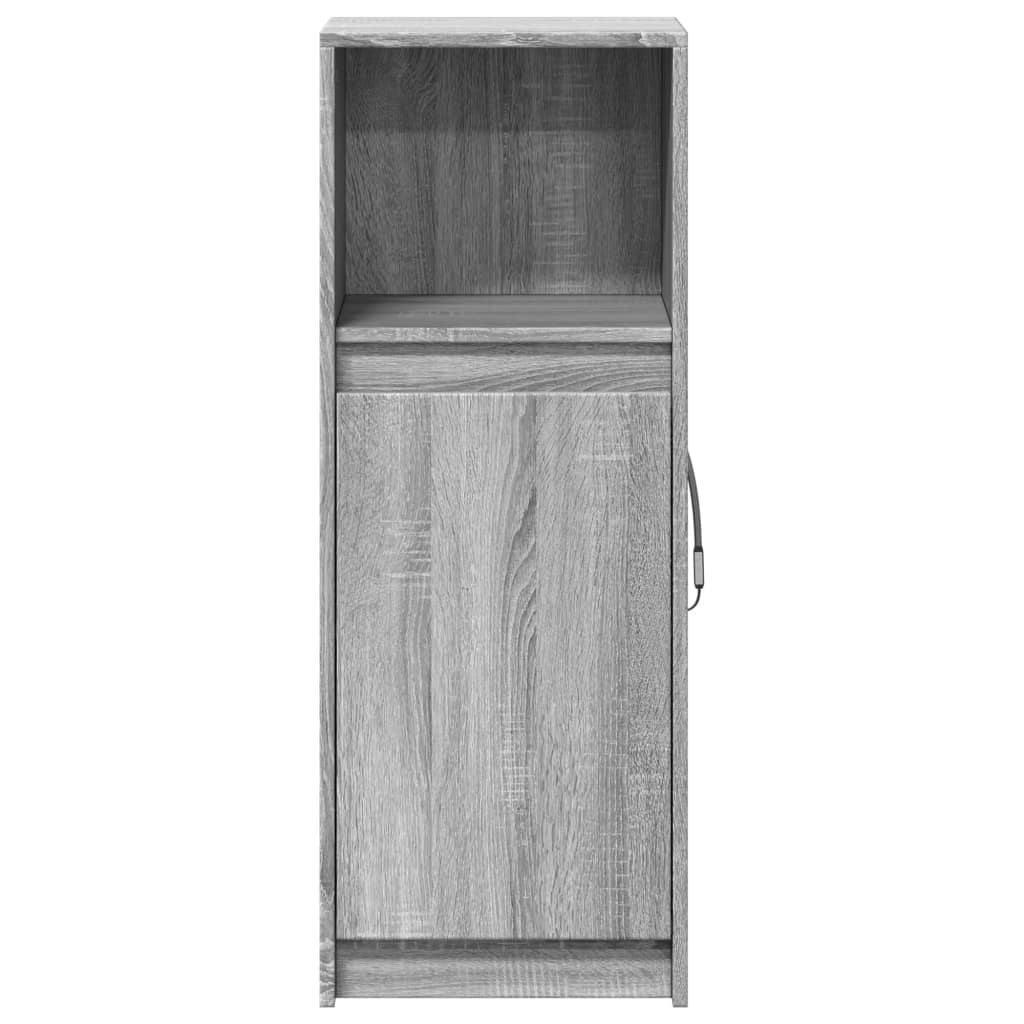 Side cabinet with LED, grey oak, 38x34x100cm, wood