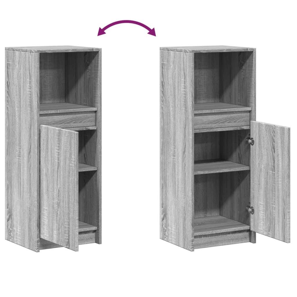 Side cabinet with LED, grey oak, 38x34x100cm, wood