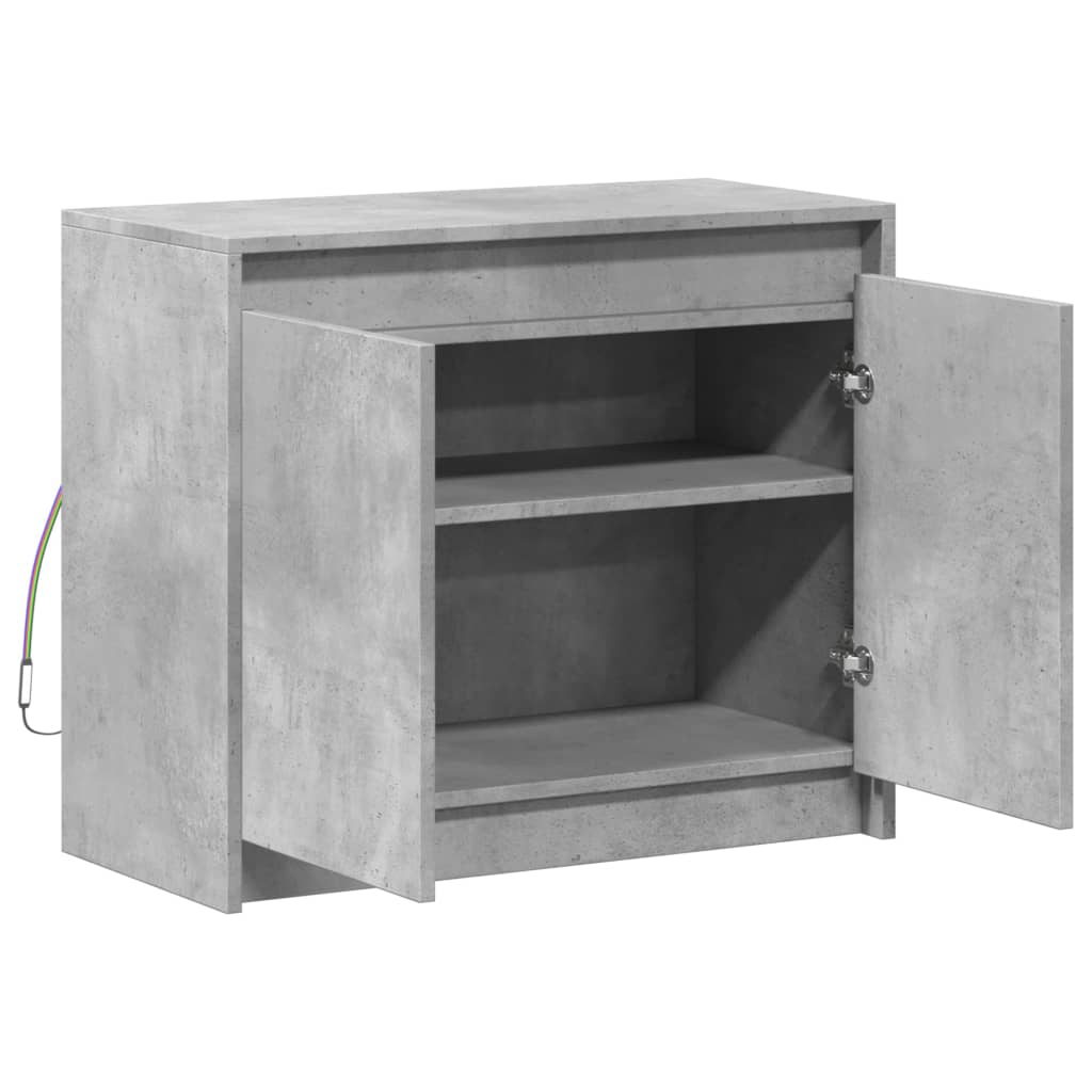 Šoninė spintelė su LED, betono, 72x34x61cm, apdirbta mediena