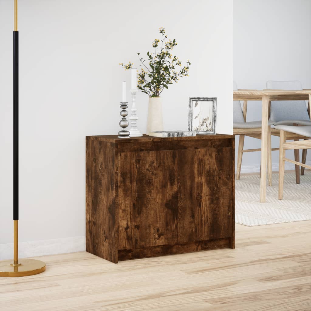 Sānu skapītis ar LED apgaismojumu, dūmu ozols, 72x34x61 cm, koks