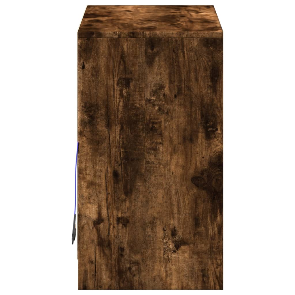 Sānu skapītis ar LED apgaismojumu, dūmu ozols, 72x34x61 cm, koks