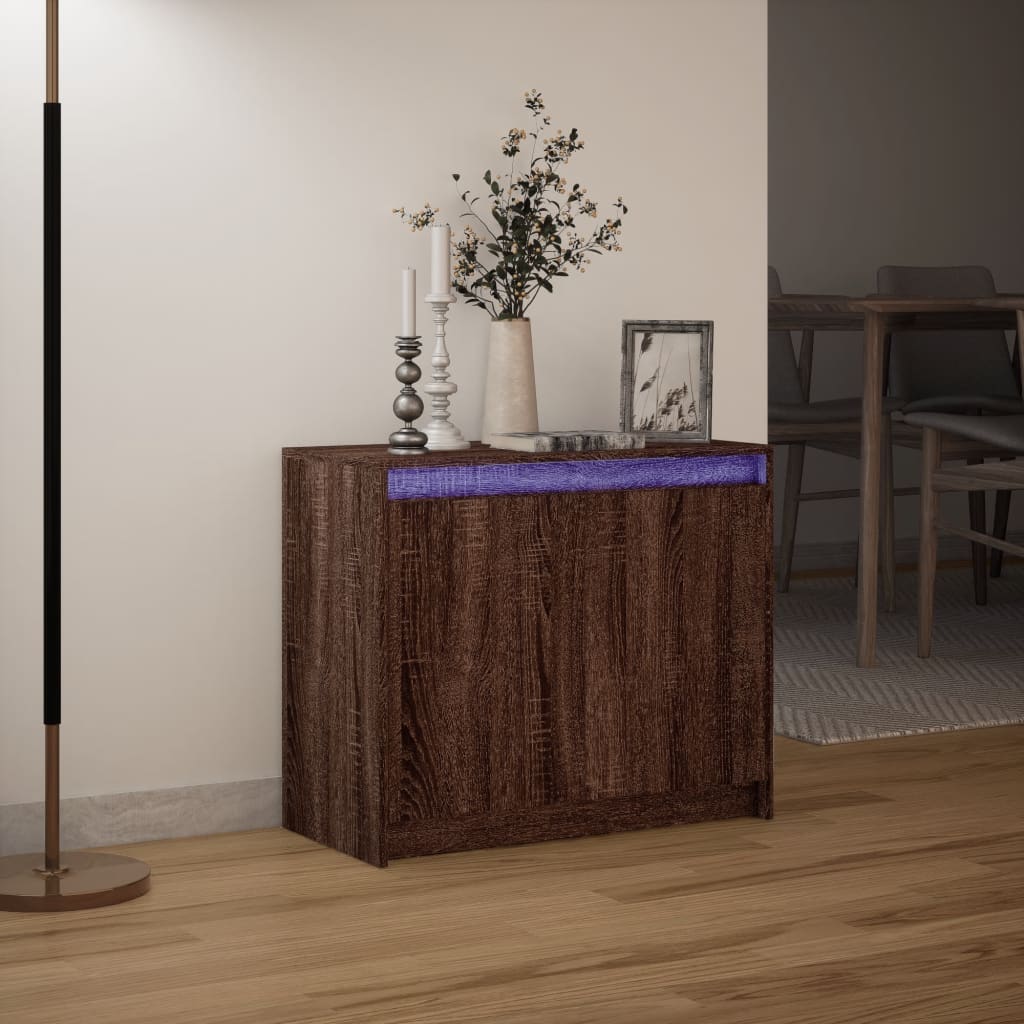 LED kumode, brūns ozols, 72x34x61cm, koks