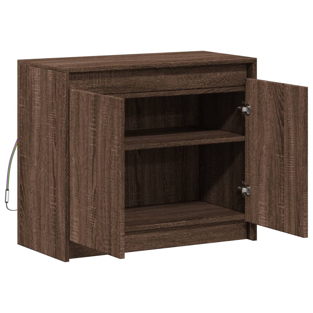 LED kumode, brūns ozols, 72x34x61cm, koks