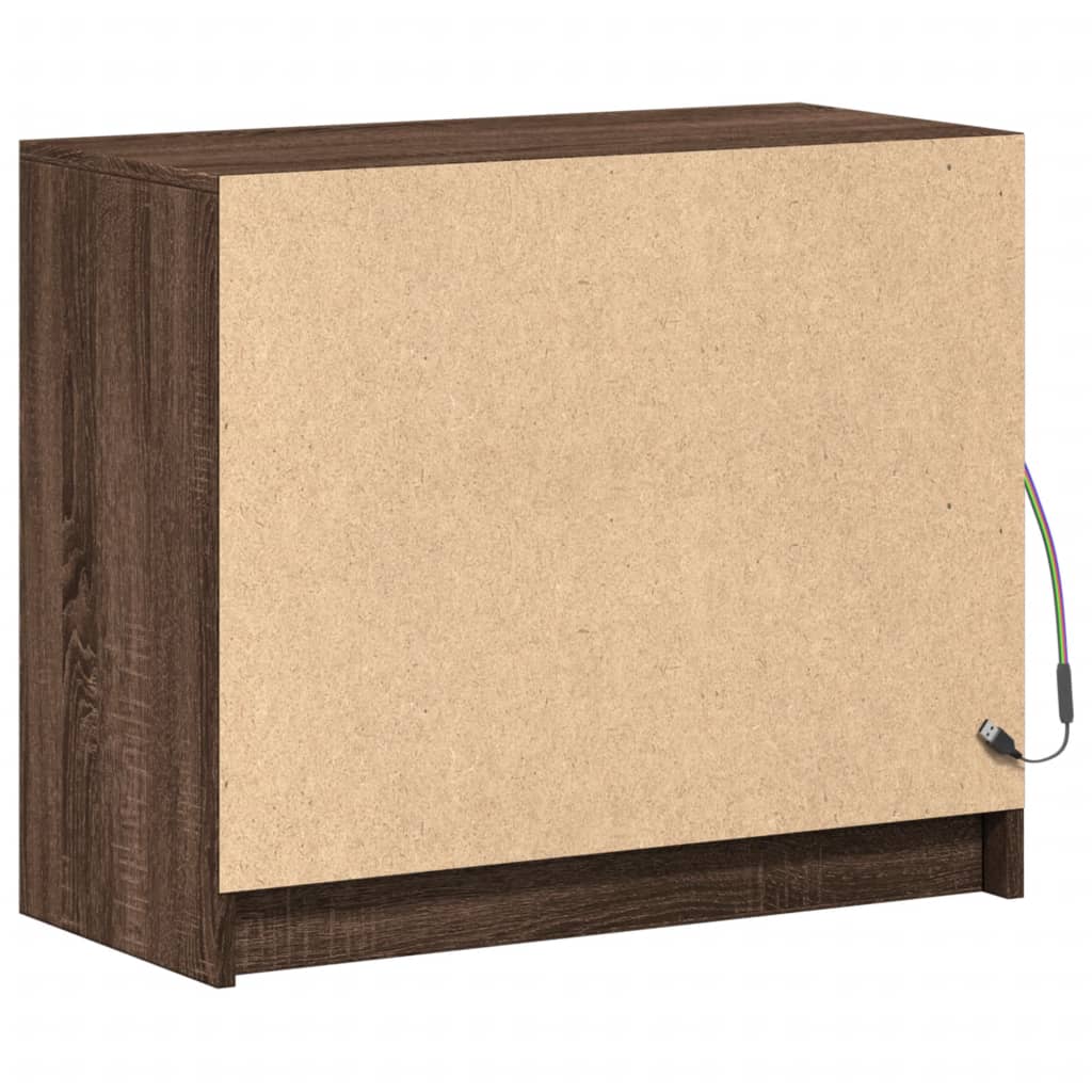 LED kumode, brūns ozols, 72x34x61cm, koks