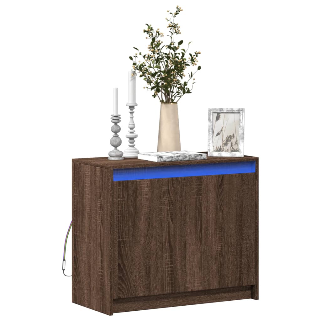 LED kumode, brūns ozols, 72x34x61cm, koks