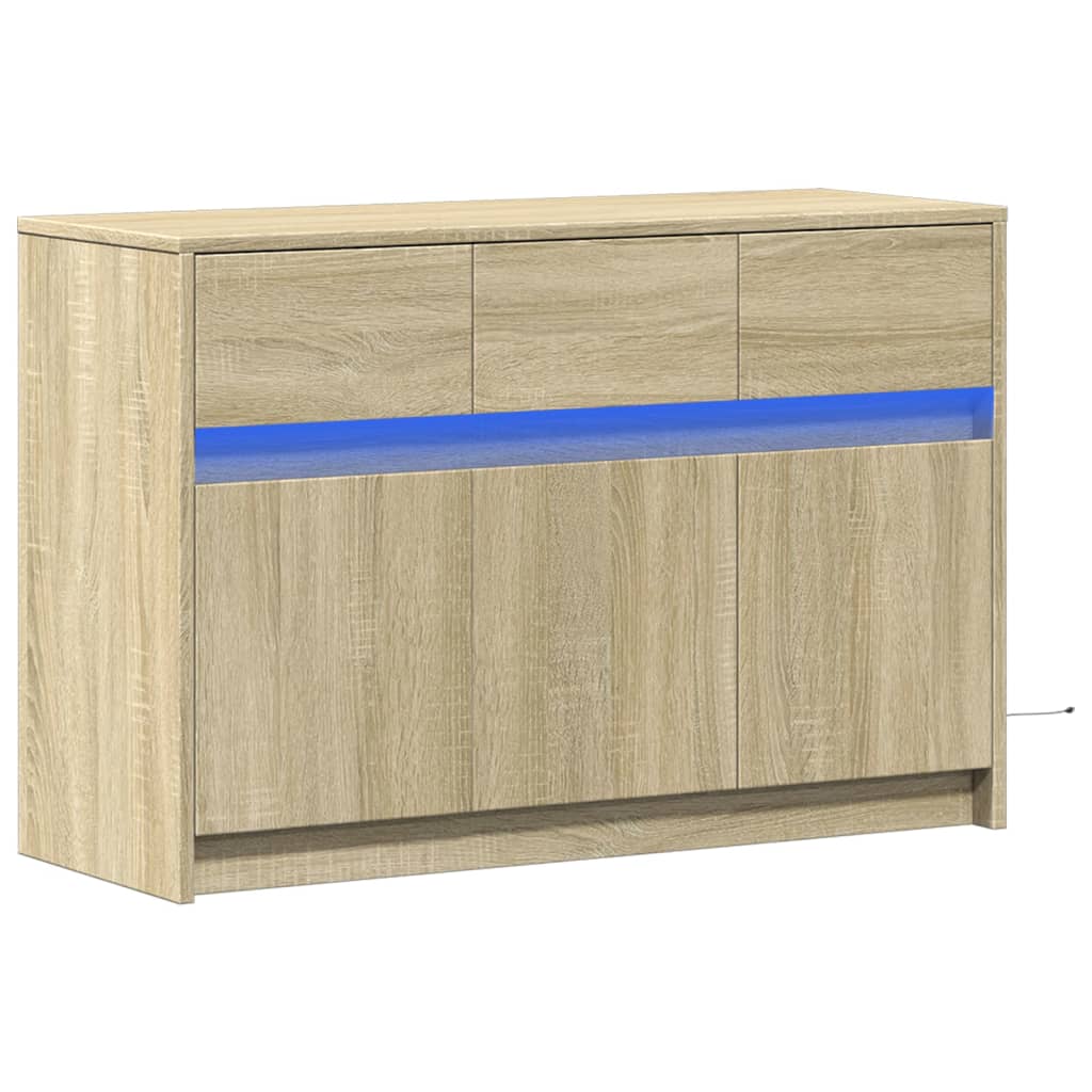 TV cabinet with LED, oak, 91x34x61cm, wood