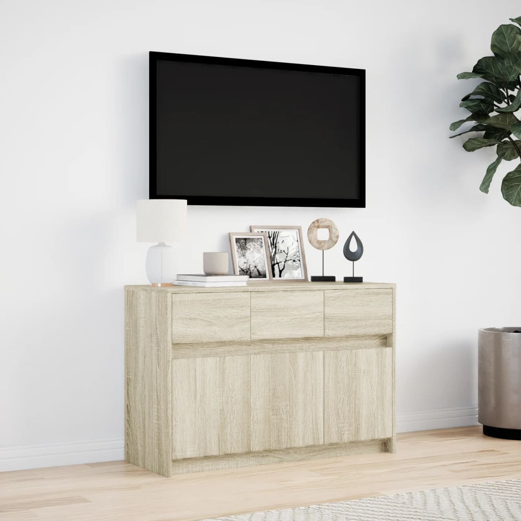 TV cabinet with LED, oak, 91x34x61cm, wood