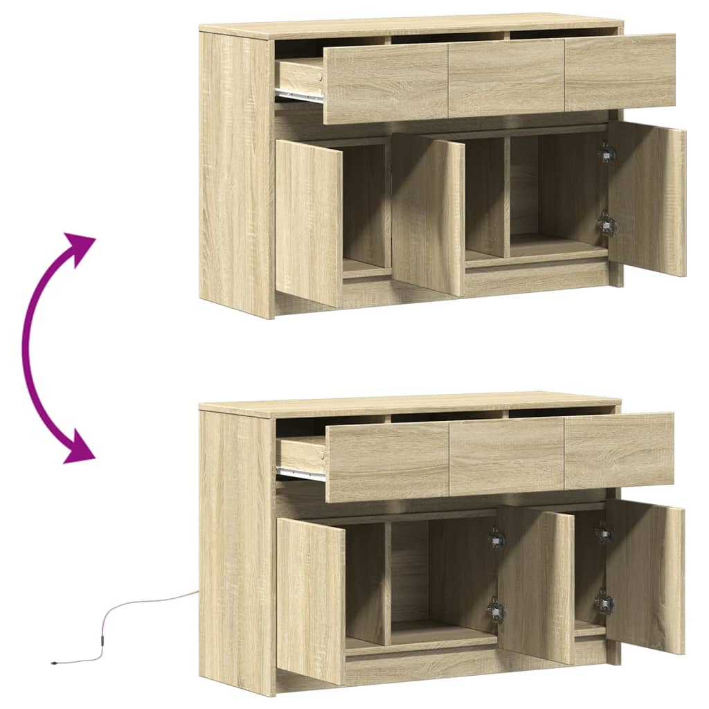 TV cabinet with LED, oak, 91x34x61cm, wood