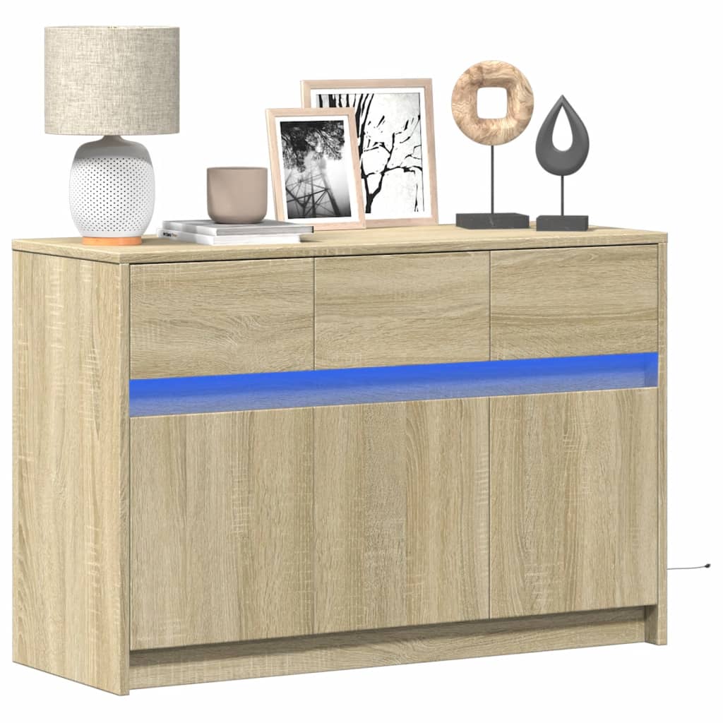 TV cabinet with LED, oak, 91x34x61cm, wood
