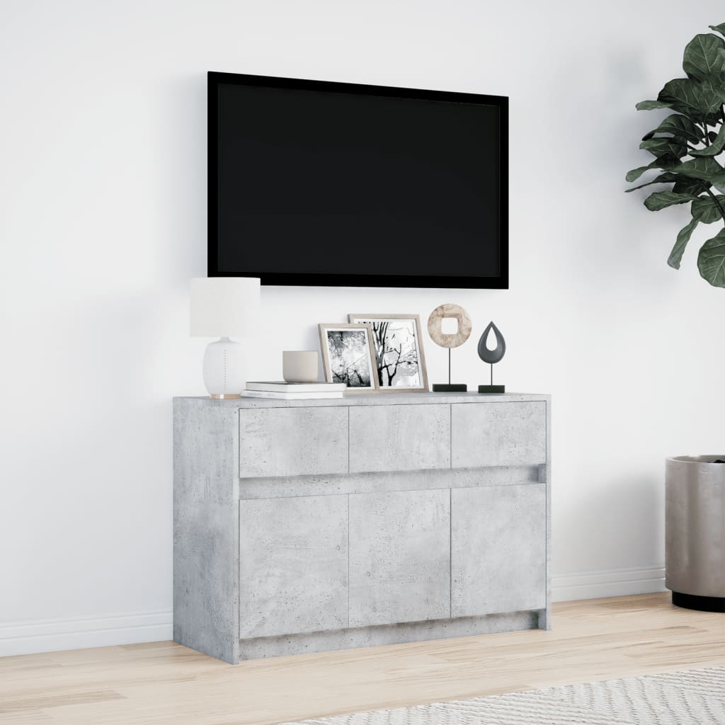 Televizoriaus spintelė su LED, betono, 91x34x61cm, mediena