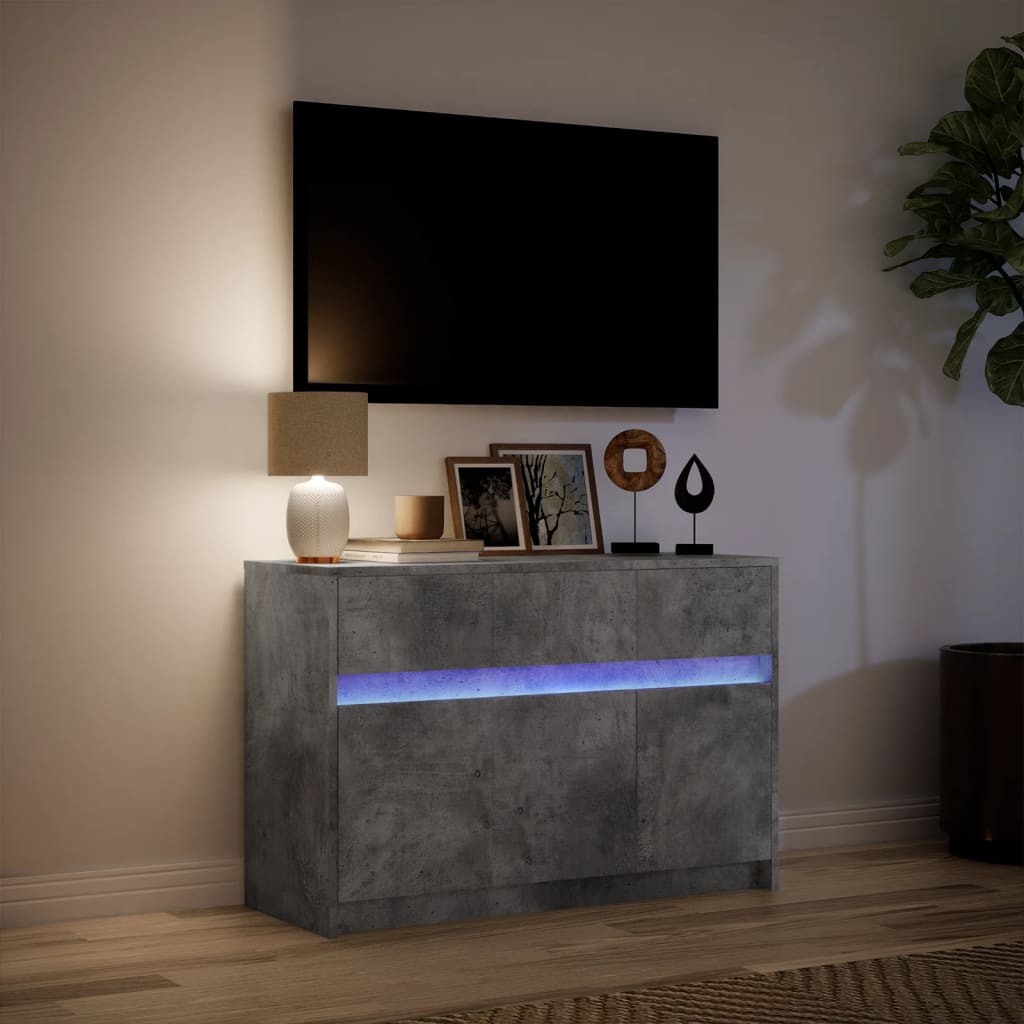 Televizoriaus spintelė su LED, betono, 91x34x61cm, mediena