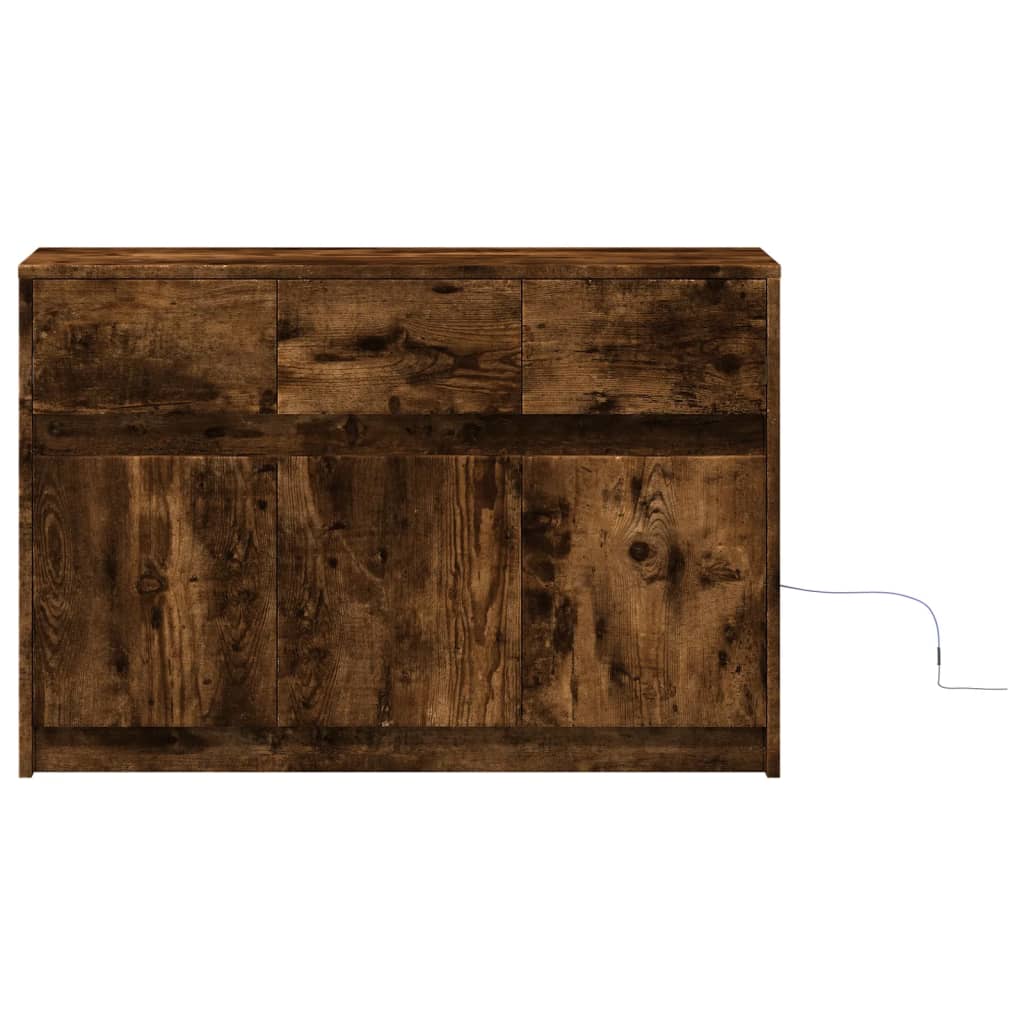 TV Cabinet with LED, Smoked, 91x34x61cm, Wood