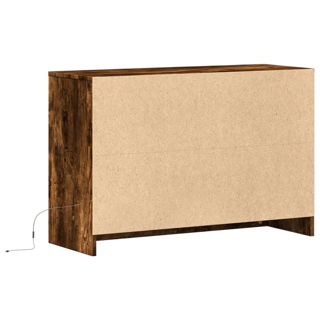 TV Cabinet with LED, Smoked, 91x34x61cm, Wood