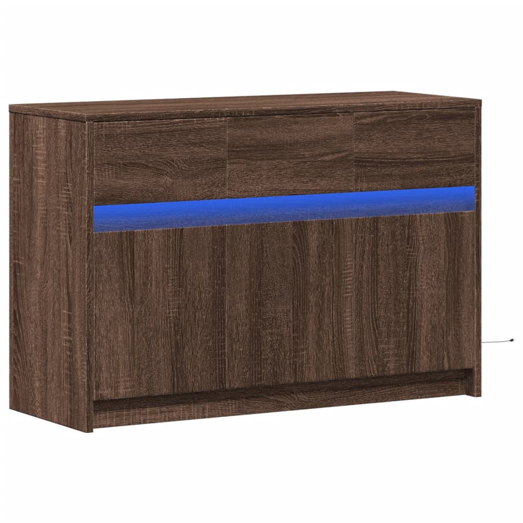 TV skapītis ar LED, brūns, 91x34x61 cm, koks