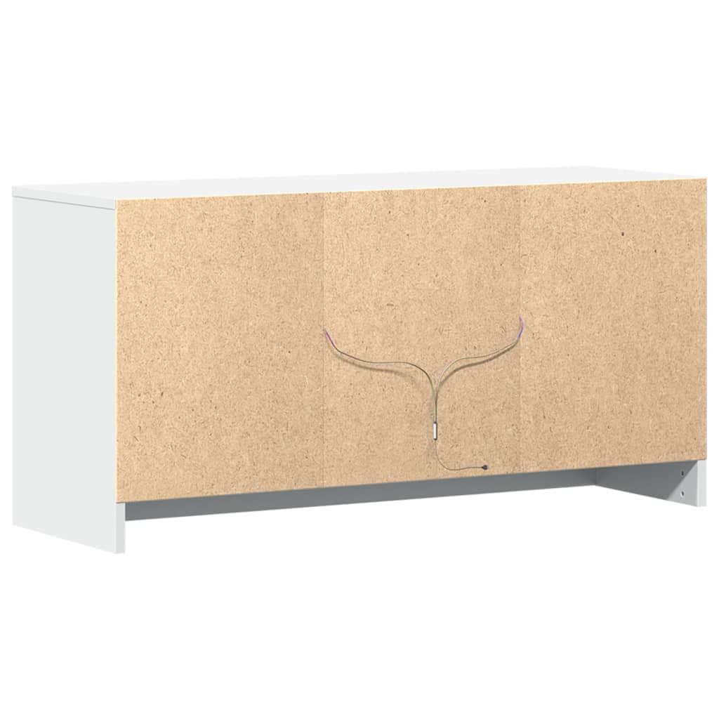 Televizoriaus spintelė su LED, balta, 100x34x50cm, mediena