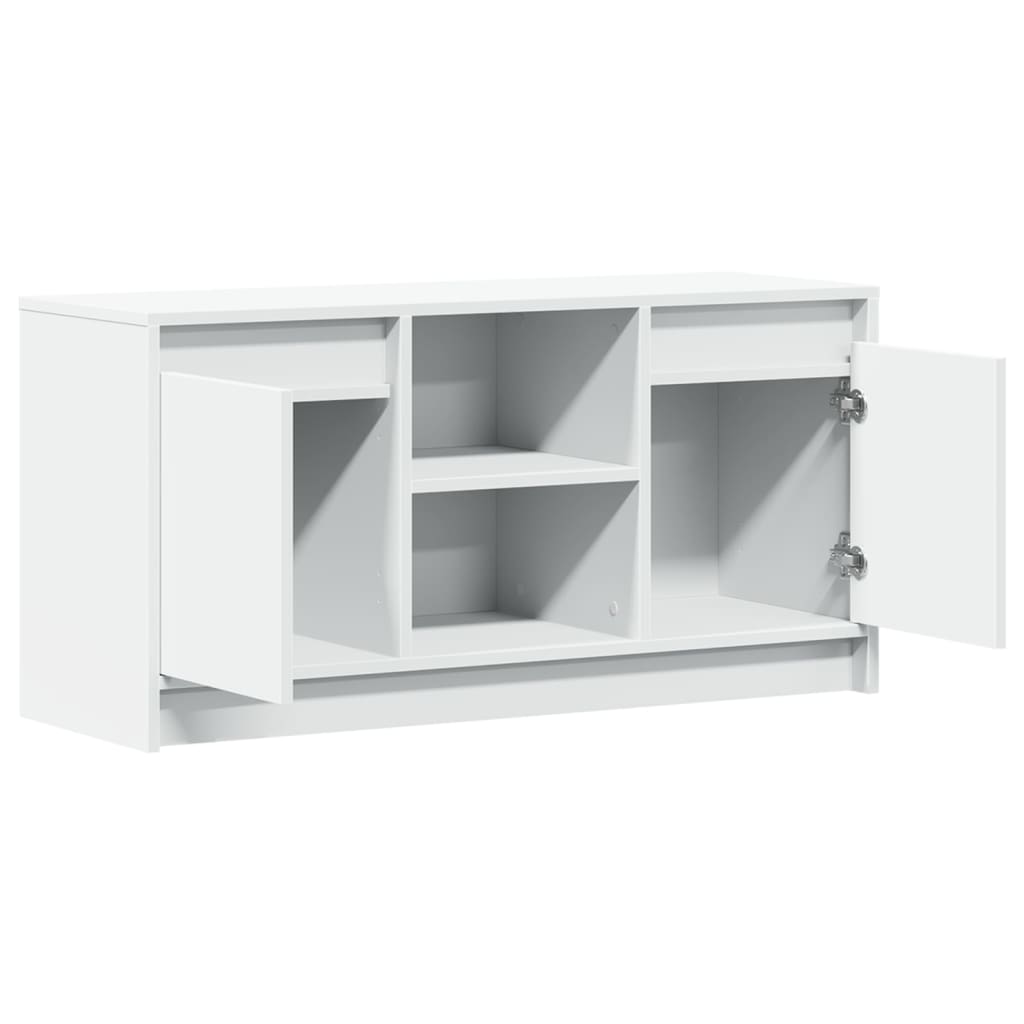 Televizoriaus spintelė su LED, balta, 100x34x50cm, mediena