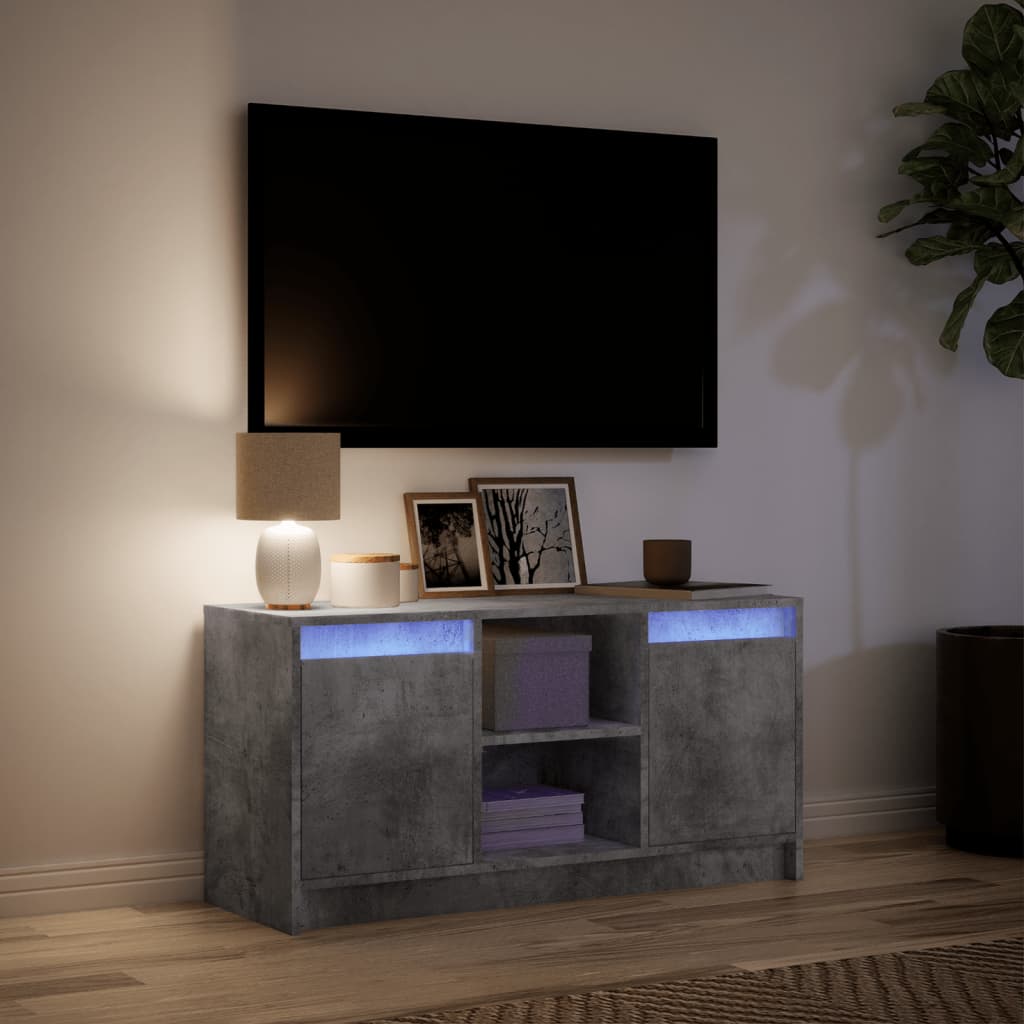 Televizoriaus spintelė su LED, betono, 100x34x50cm, mediena