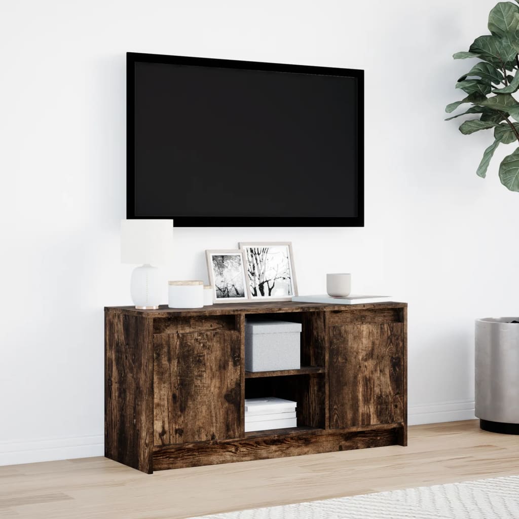 TV cabinet with LED, smoke, 100x34x50cm, wood