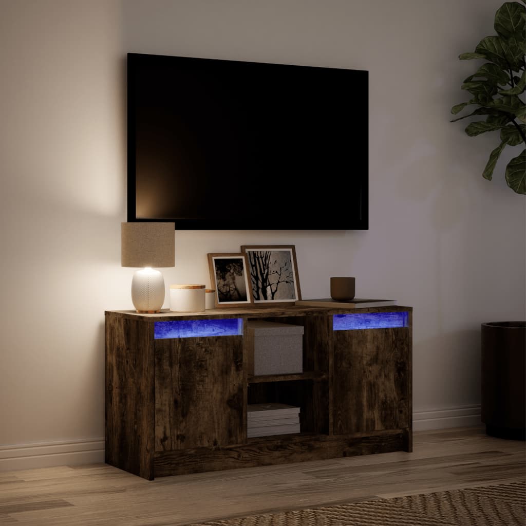 TV cabinet with LED, smoke, 100x34x50cm, wood