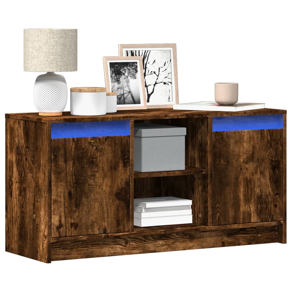 TV cabinet with LED, smoke, 100x34x50cm, wood