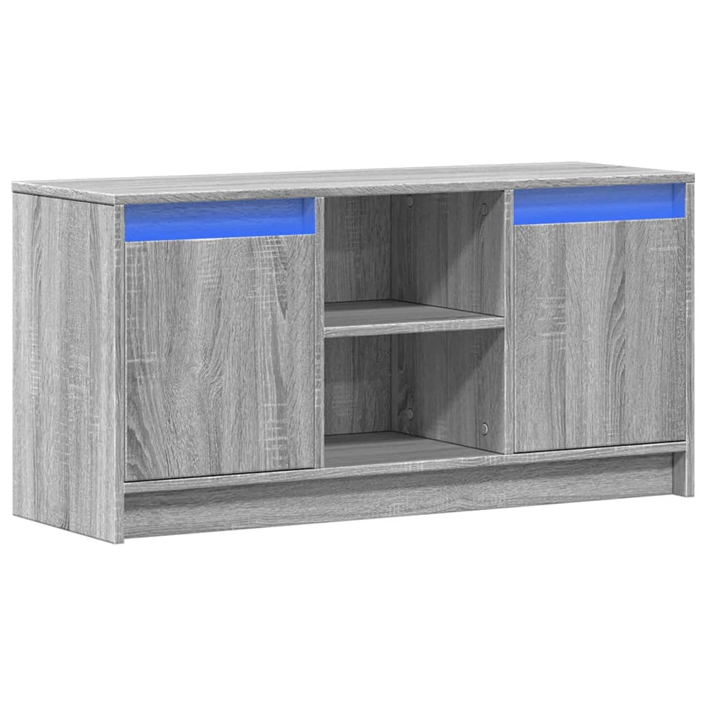 TV skapītis ar LED, pelēks, 100x34x50cm, koks