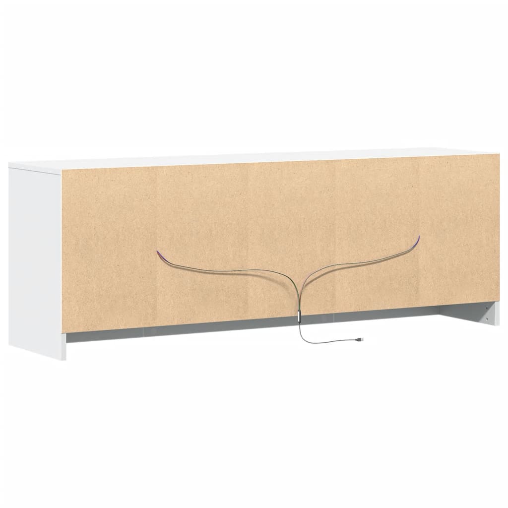 Televizora skapītis ar LED, balts, 139,5x34x50cm, koks
