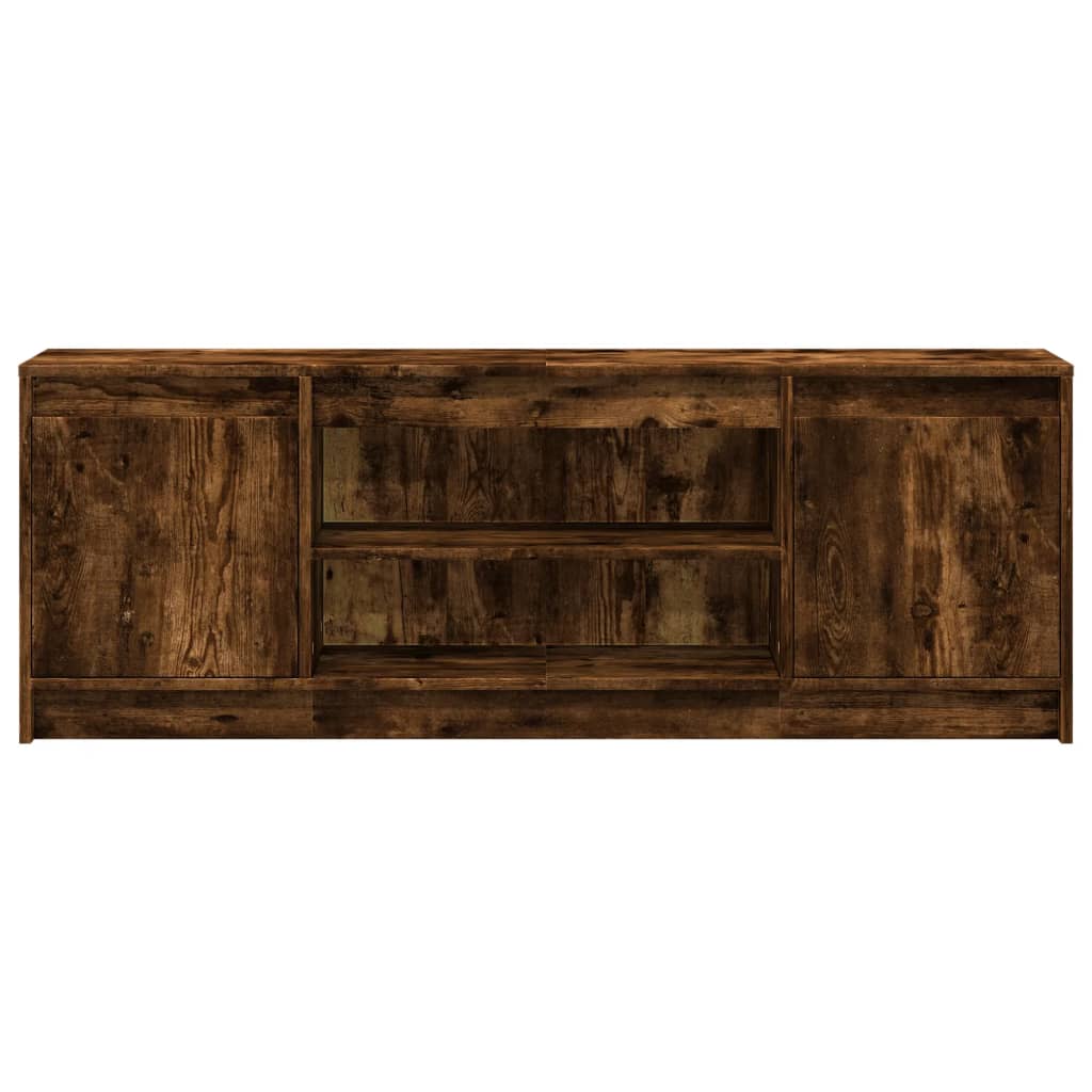 Televizora skapītis ar LED, dūmu krāsas, 139,5x34x50cm, koks