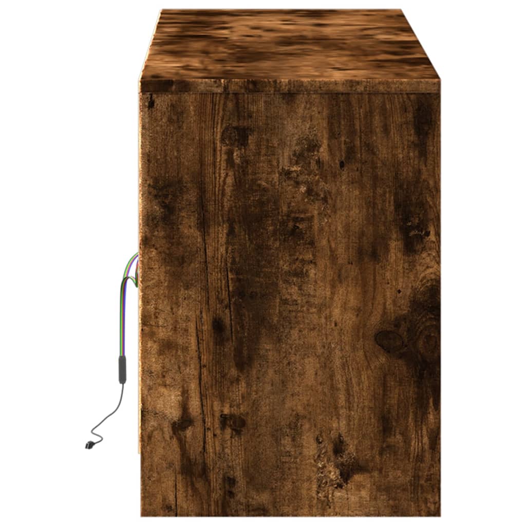 Televizora skapītis ar LED, dūmu krāsas, 139,5x34x50cm, koks