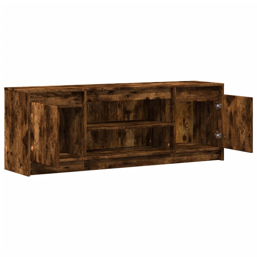 Televizoriaus spintelė su LED, dūminė, 139,5x34x50cm, mediena