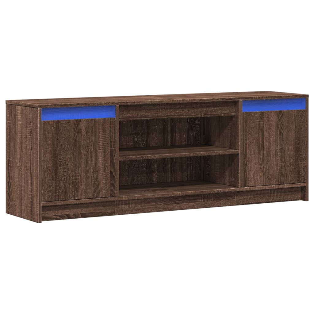 TV cabinet with LED, brown, 139.5x34x50cm, wood