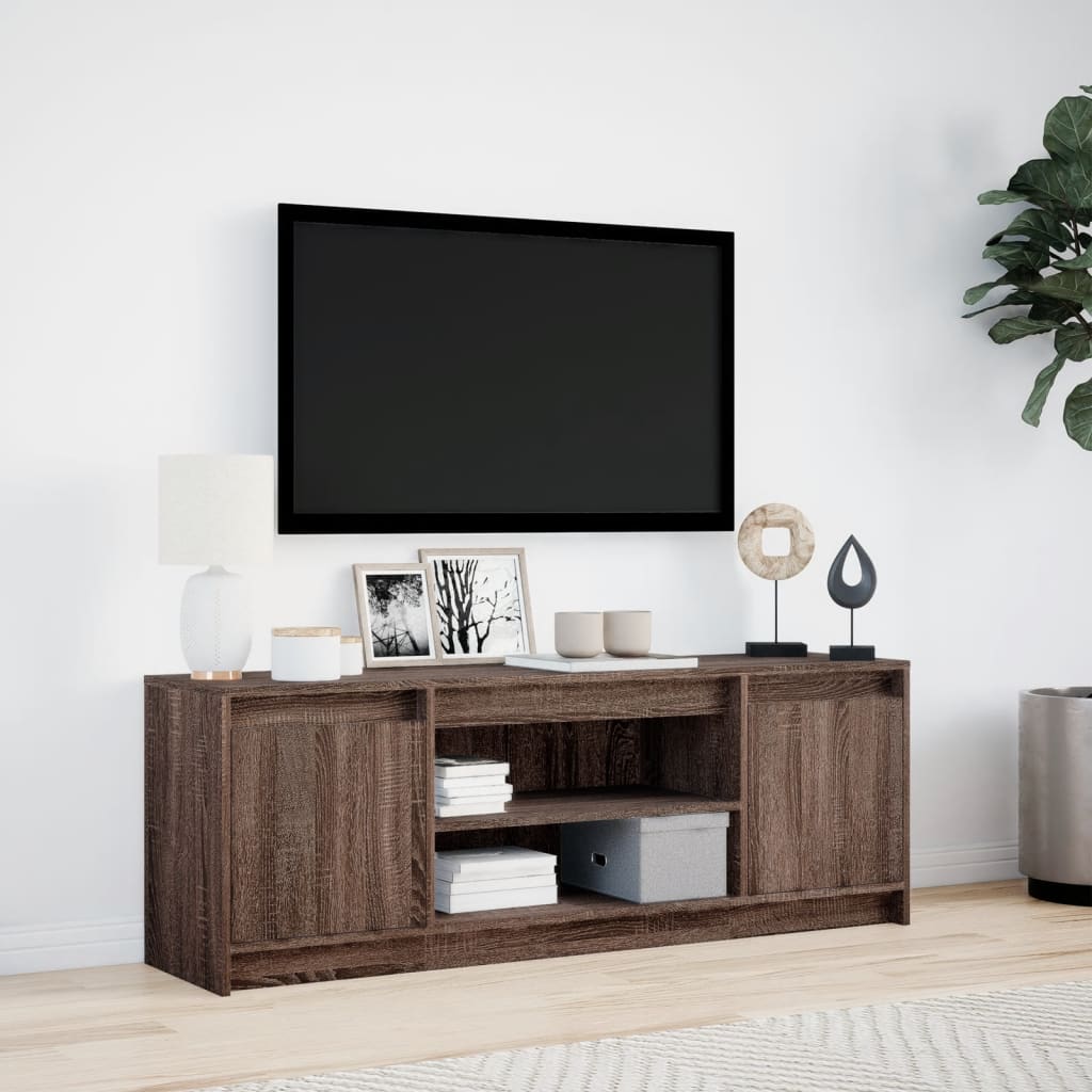 TV cabinet with LED, brown, 139.5x34x50cm, wood
