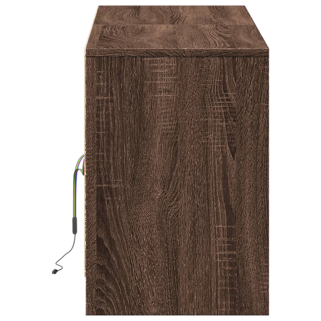 TV cabinet with LED, brown, 139.5x34x50cm, wood