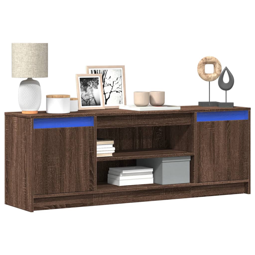 TV cabinet with LED, brown, 139.5x34x50cm, wood
