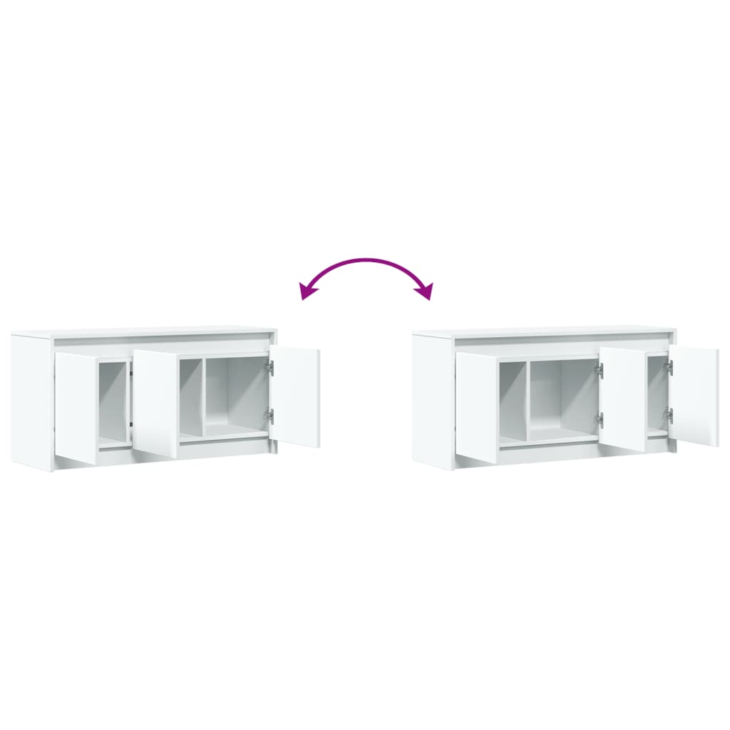 TV skapītis ar LED, balts, 100x34x50cm, koks