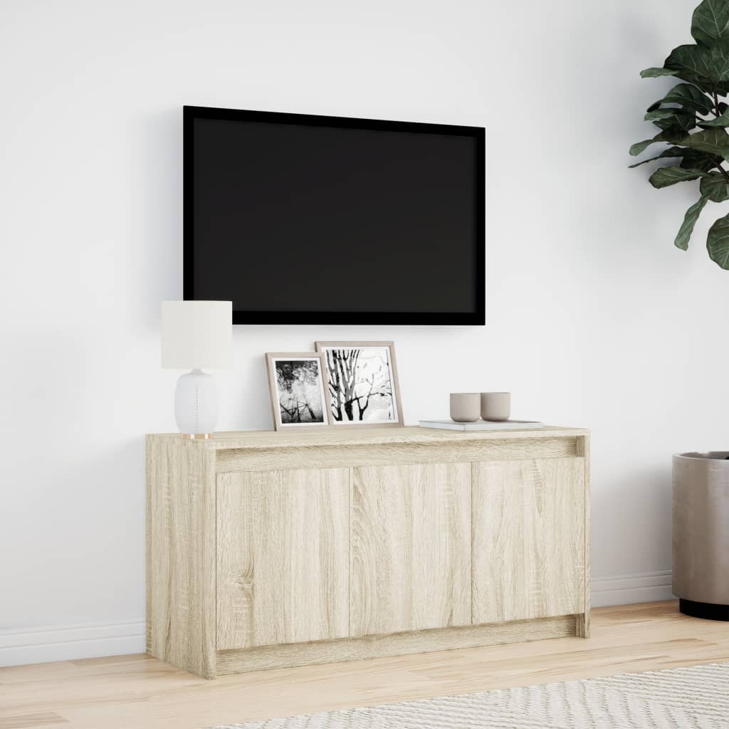 Televizoriaus spintelė su LED, ąžuolo, 100x34x50cm, mediena