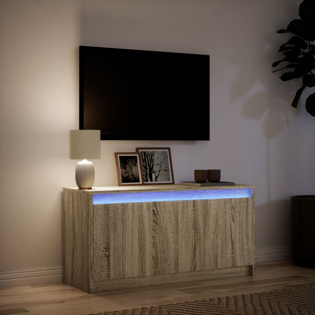 Televizoriaus spintelė su LED, ąžuolo, 100x34x50cm, mediena