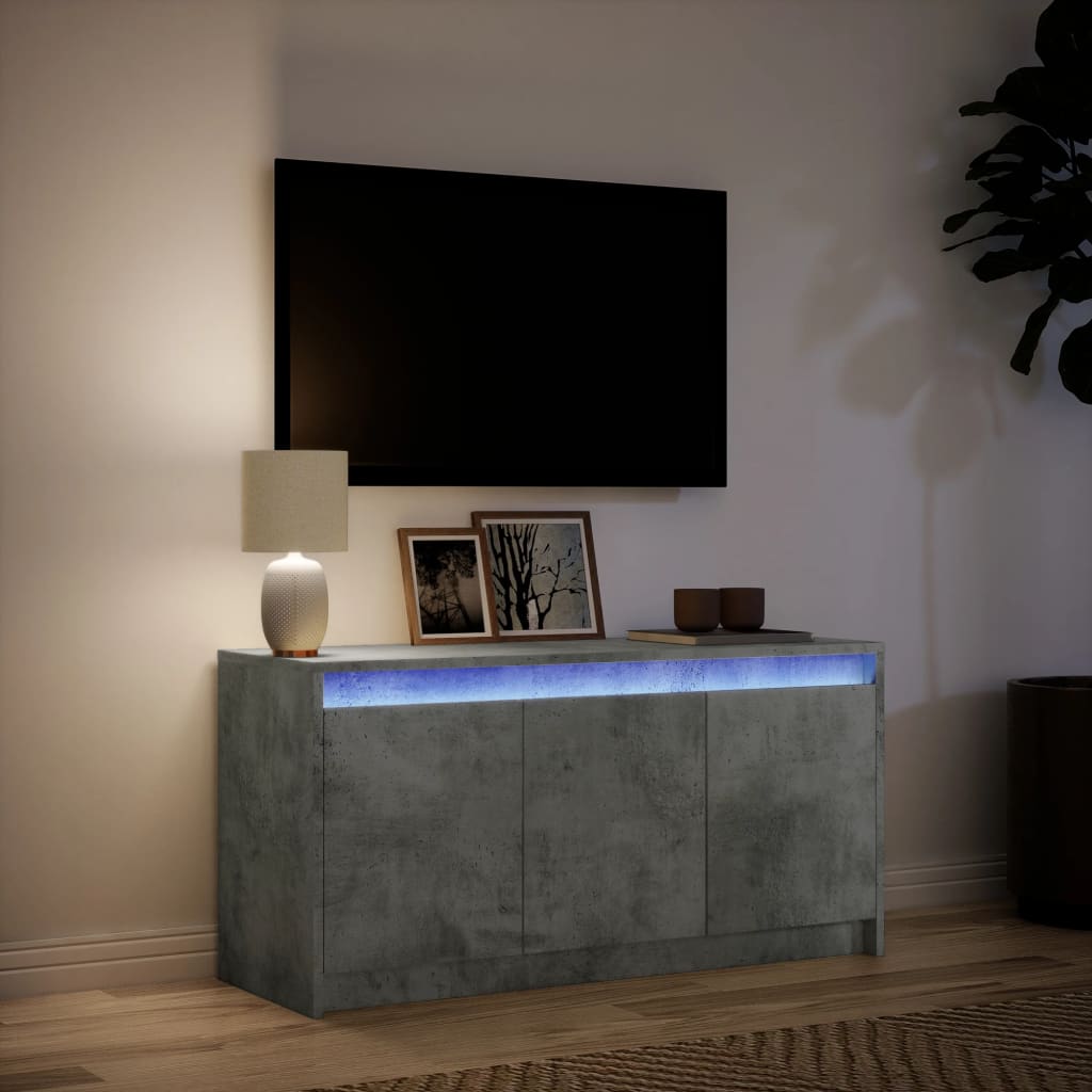 TV skapītis ar LED, betona, 100x34x50cm, koka