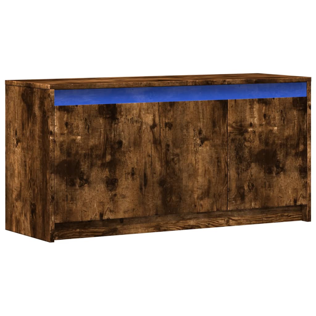 TV skapītis ar LED, dūmu krāsas, 100x34x50cm, koks