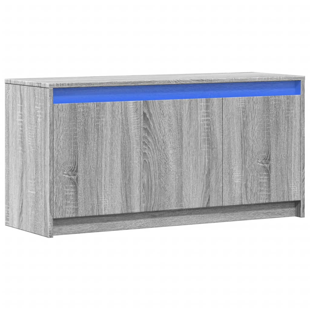 TV skapītis ar LED, pelēks, 100x34x50cm, koks