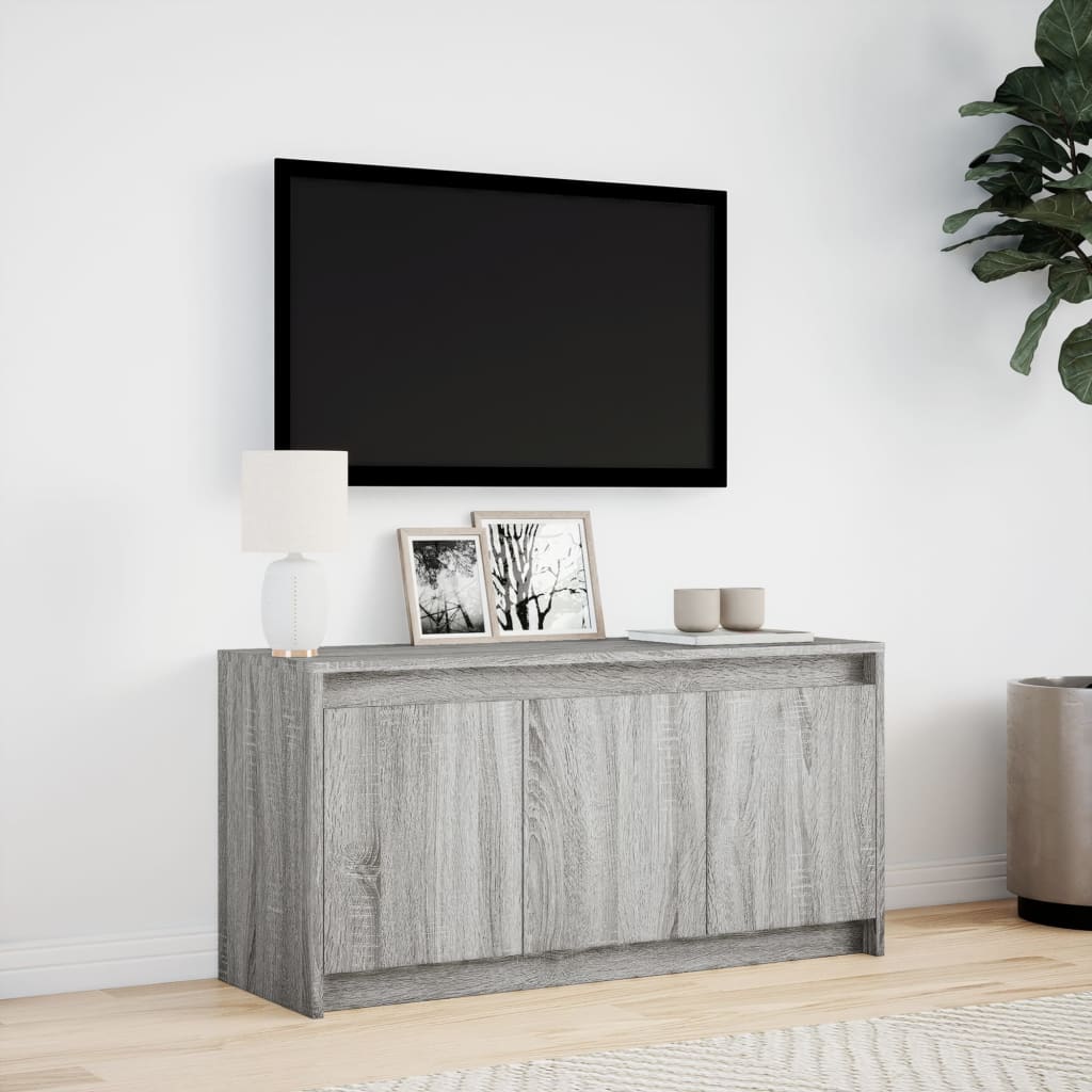 Televizoriaus spintelė su LED, pilka, 100x34x50cm, mediena