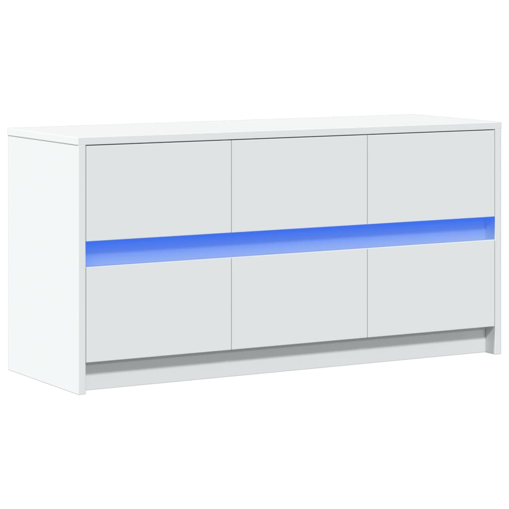 Televizoriaus spintelė su LED, balta, 100x34x50cm, mediena