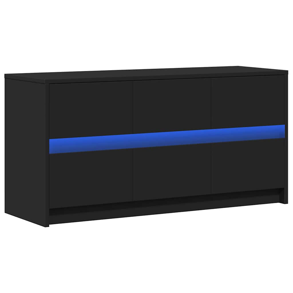 Televizoriaus spintelė su LED, juoda, 100x34x50cm, mediena