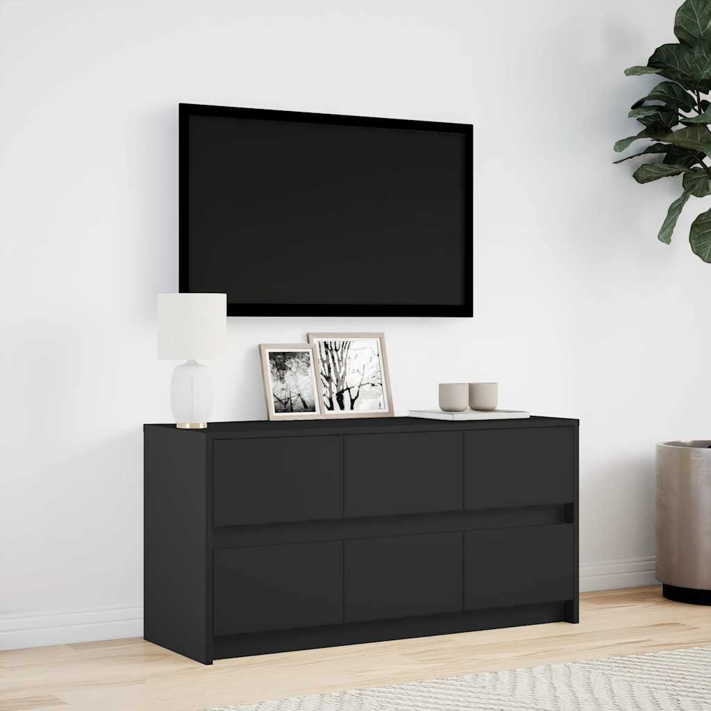 Televizoriaus spintelė su LED, juoda, 100x34x50cm, mediena