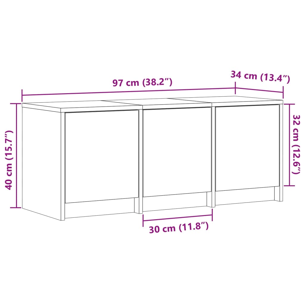 Televizoriaus spintelė su LED, juoda, 97x34x40cm, mediena
