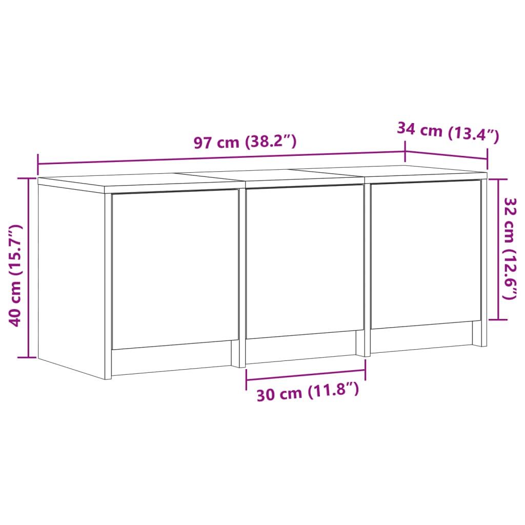 Televizoriaus spintelė su LED, ąžuolo, 97x34x40cm, mediena