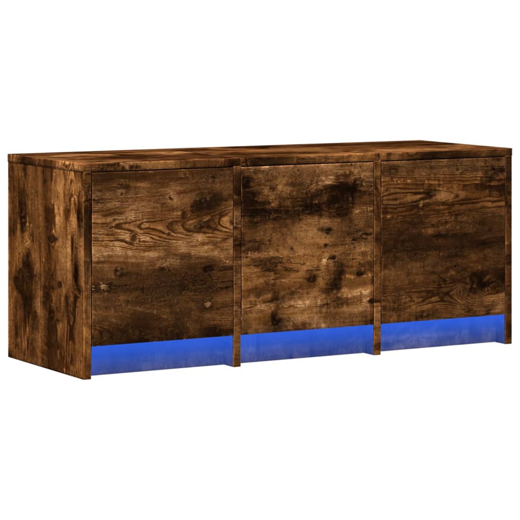 Televizoriaus spintelė su LED, dūminė, 97x34x40cm, mediena