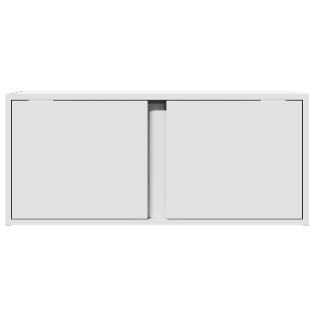 Sieninė TV spintelė su LED lemputėmis, balta, 80x31x35cm