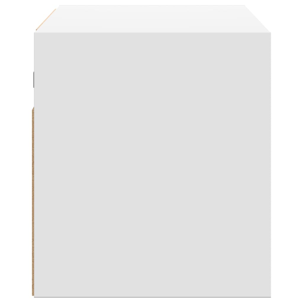 Wall-mounted TV cabinet with LED lights, white, 80x31x35cm