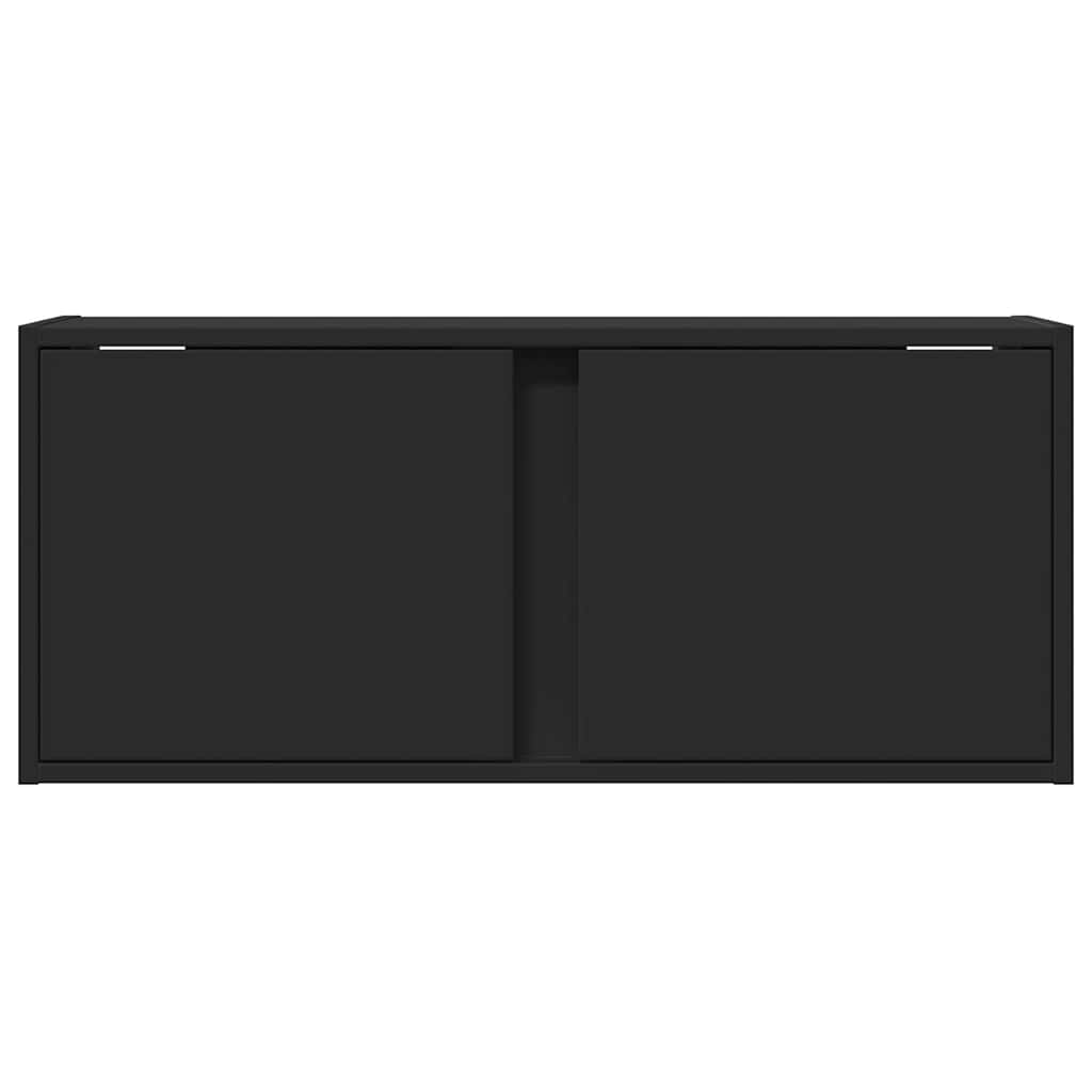 Sieninė TV spintelė su LED lemputėmis, juoda, 80x31x35cm