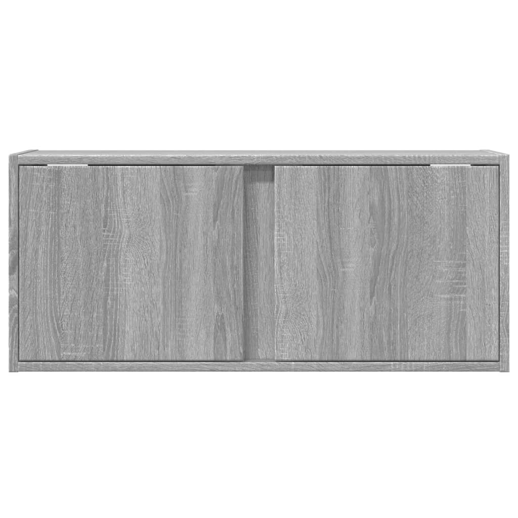 Sieninė TV spintelė su LED lemputėmis, pilka, 80x31x35cm